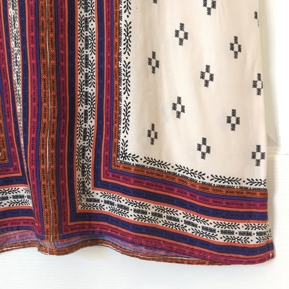 Sanctuary Bohemian Printed Sleeveless V-neck Mini Shift Dress Beige Small - Picture 7 of 10